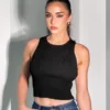 Classic Black Ribbed Crop Top
