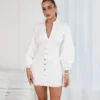 Elegant Buttoned White Mini Dress