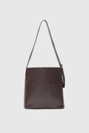 Elegant Brown Faux Leather Shoulder Bag