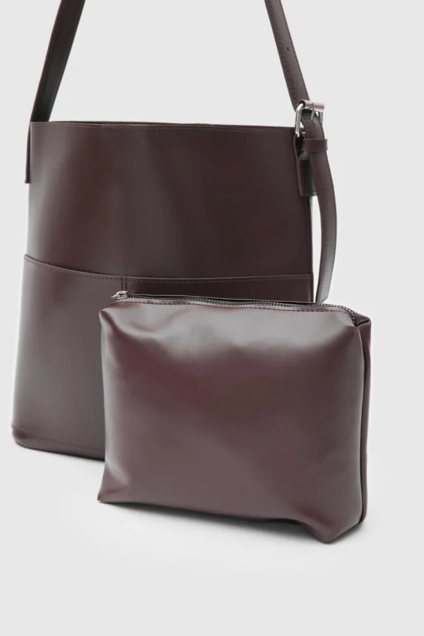 Elegant Brown Faux Leather Shoulder Bag