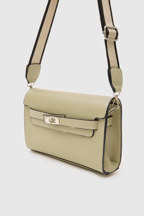 Elegant Beige Faux Leather Shoulder Bag