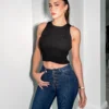 Classic Black Ribbed Crop Top