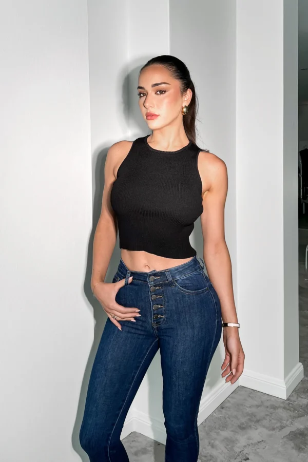 Classic Black Ribbed Crop Top