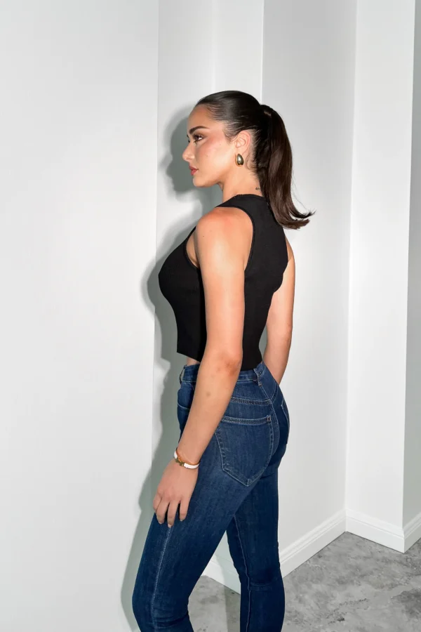 Classic Black Ribbed Crop Top