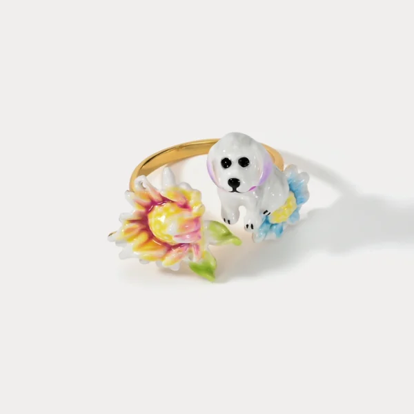 Whimsical Floral And Animal Ring