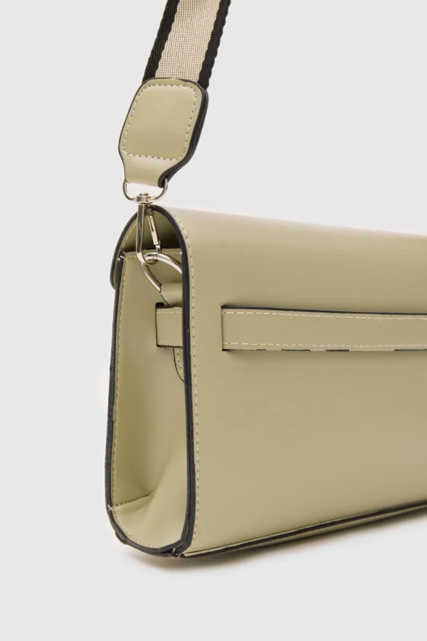 Elegant Beige Faux Leather Shoulder Bag