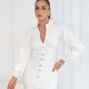 Elegant Buttoned White Mini Dress