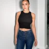 Classic Black Ribbed Crop Top
