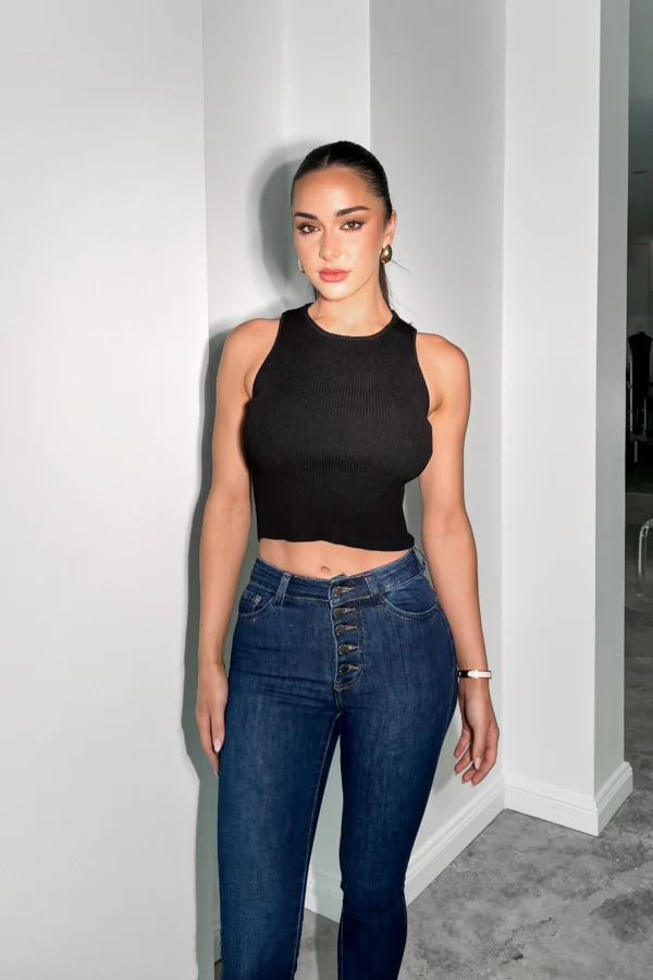 Classic Black Ribbed Crop Top