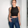 Classic Black Ribbed Crop Top