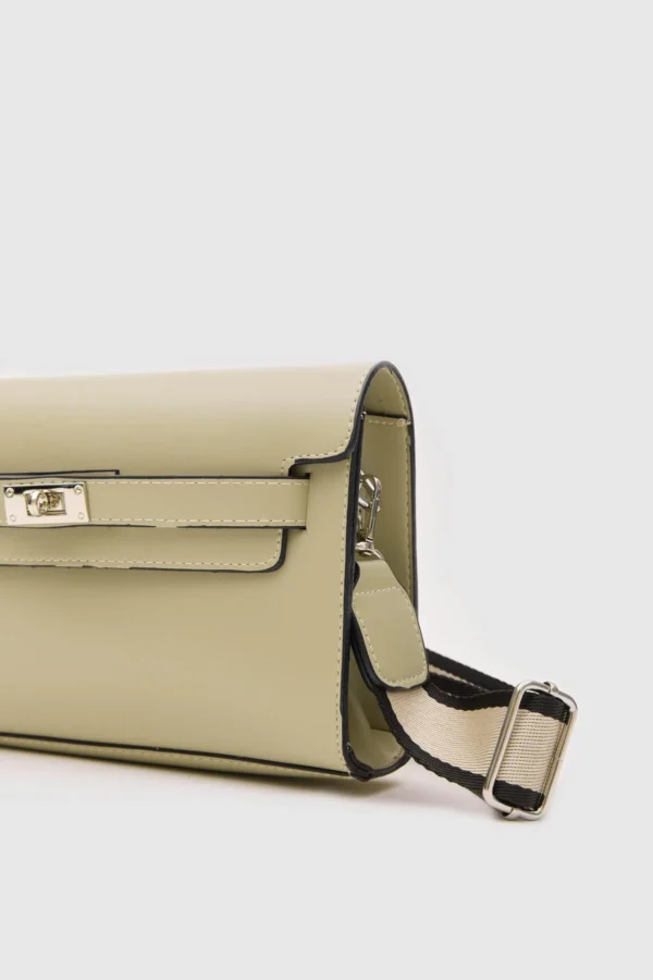 Elegant Beige Faux Leather Shoulder Bag