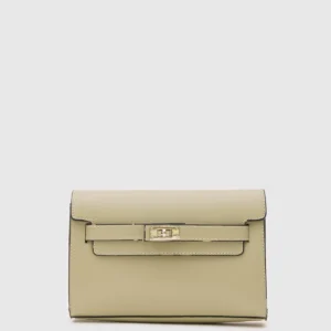 Elegant Beige Faux Leather Shoulder Bag
