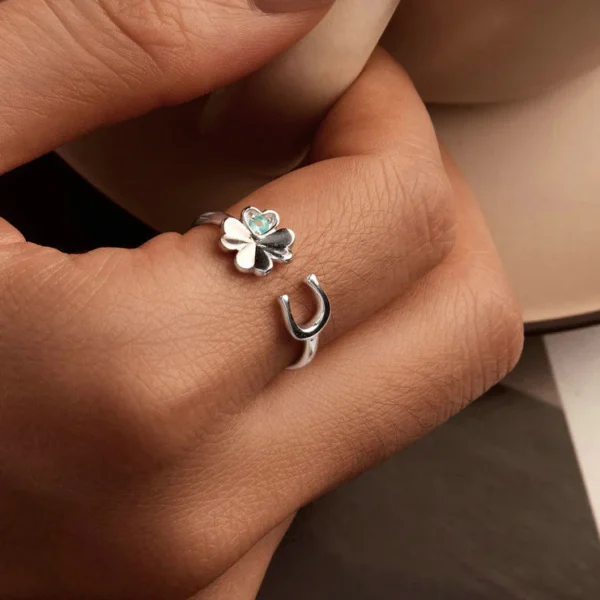 Charming Clover And Horseshoe Ring
